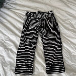 Athleta Black and White Striped Leggings